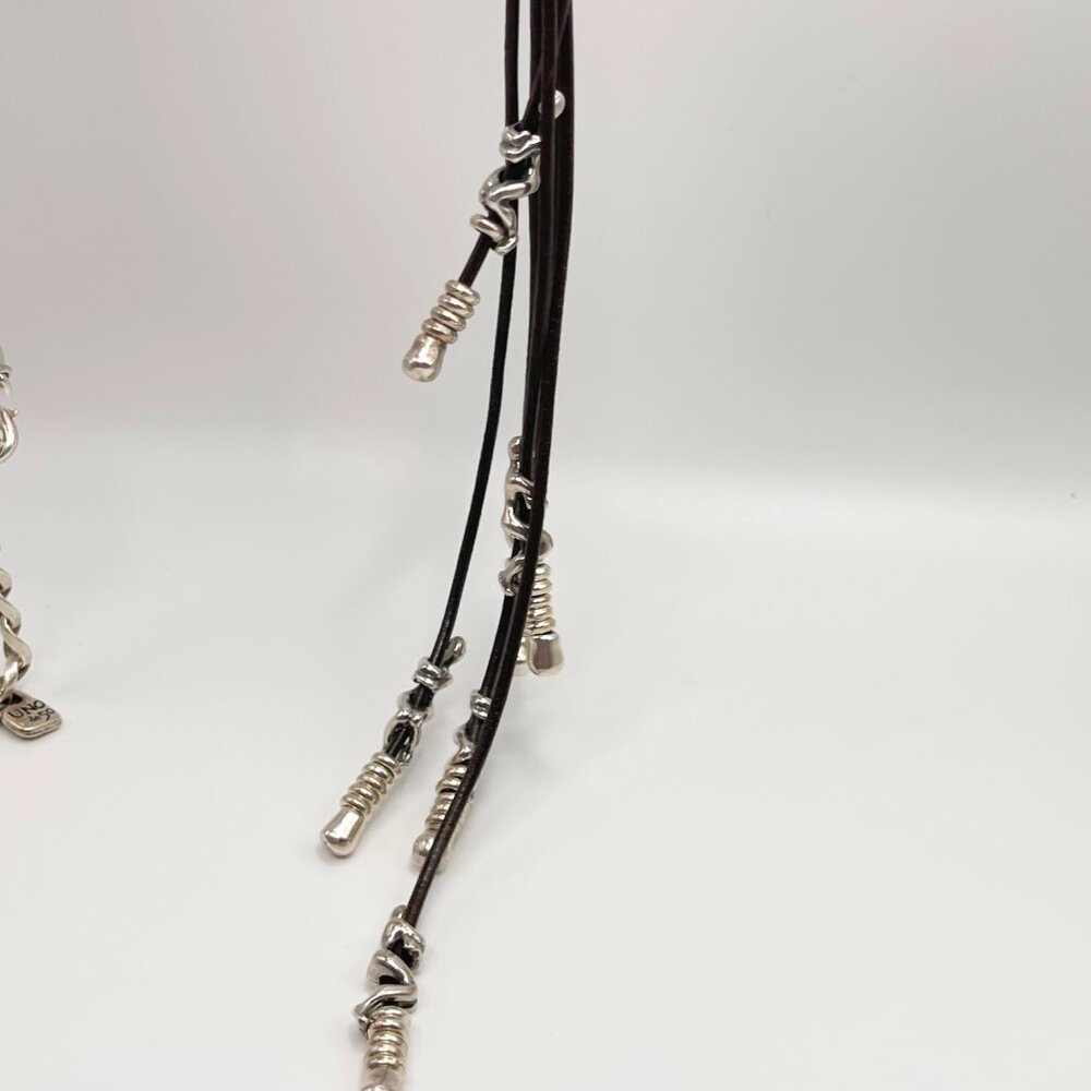 UNO de 50 Leather Silver plated Necklace Skalator Woman Climb BOHO Tassel Dangle - Picture 9 of 16